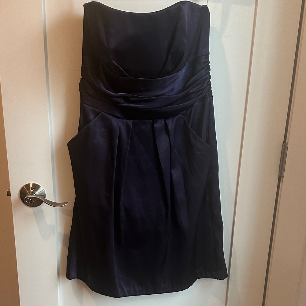 Davids Bridal Dark Purple Strapless Dress